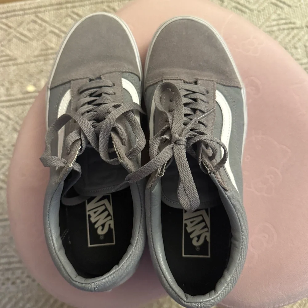 Vans Gray and White Low-Top Sneakers